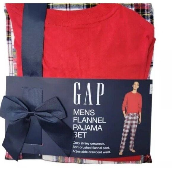Gap Men's 2XL Flannel Cozy Crewneck Long Sleeve Shirt Drawcord Pajama Set NWT - Picture 1 of 6